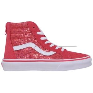 Vans Sk8-Hi Zip Kids 'Micro Sequins - Paradise girls Red High-Top Sneakers sz 1